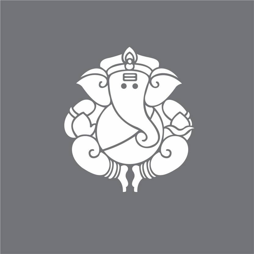 Stickers Mart 38 cm Lord Ganesha decorative White sticker (38cm x 35cm