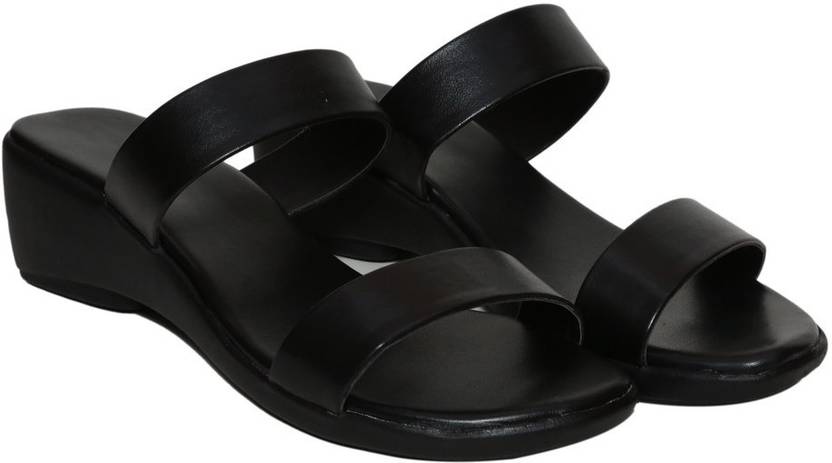 Women Black Wedges Sandal