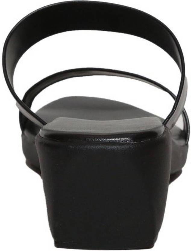 Women Black Wedges Sandal