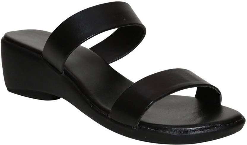 Women Black Wedges Sandal