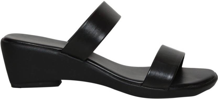 Women Black Wedges Sandal