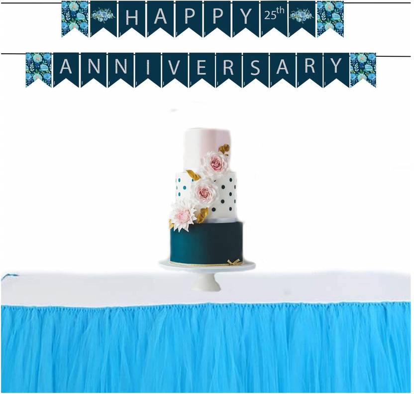 Balloons 25th Happy Anniversary Banner for Decoration/Celebration and Parties/25th Happy Anniversary Banner /25th Anniversary Banner (Blue) Banner