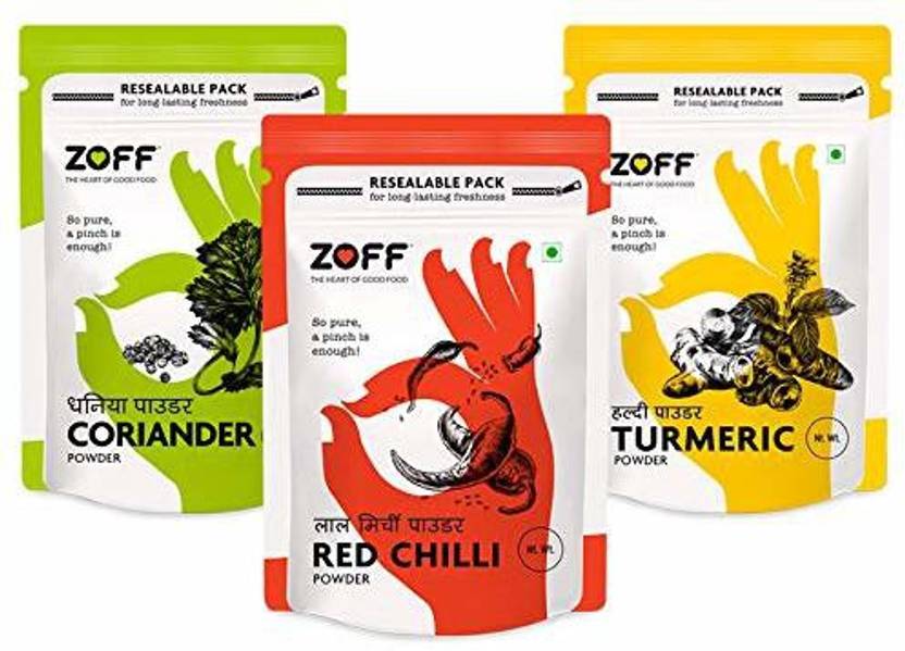 zoff Turmeric, Chilli & Coriander Powder Spices Combo Pack of 3 (5OOg