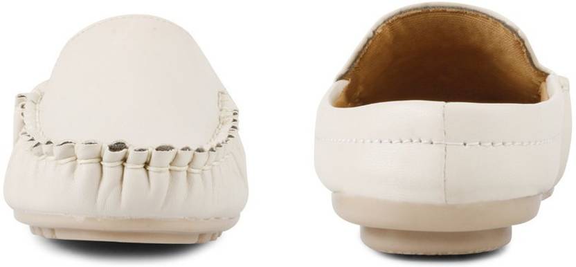 Slip-On Open Back Loafers For Women  (Off White)