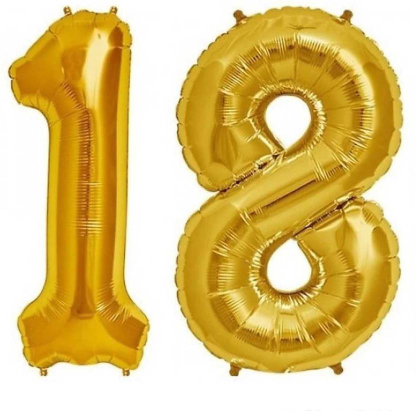 ACOME Solid Golden Eighteen (18) Number/Digit/Numerical Foil Balloon Airwalker
