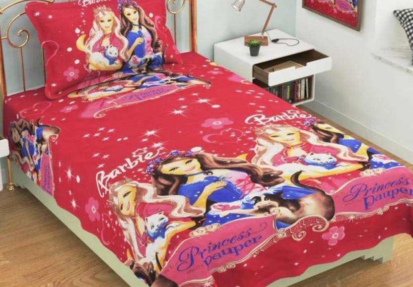 BELLAGENCE Polycotton Single Flat 140 TC Printed 1 Bedsheet with 2 Pillow Covers