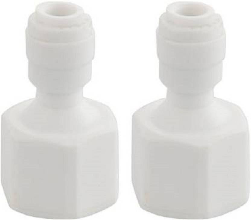 AQUALIQUID RO Elbows Connectors Reducer Direct Inlet Valve Straight Type 1/4 Inch QC x 1/2 inch Thread for RO Water Purifier Spare Part for Solid Filter Cartridge (0.5, Pack of 2) Hose Connector