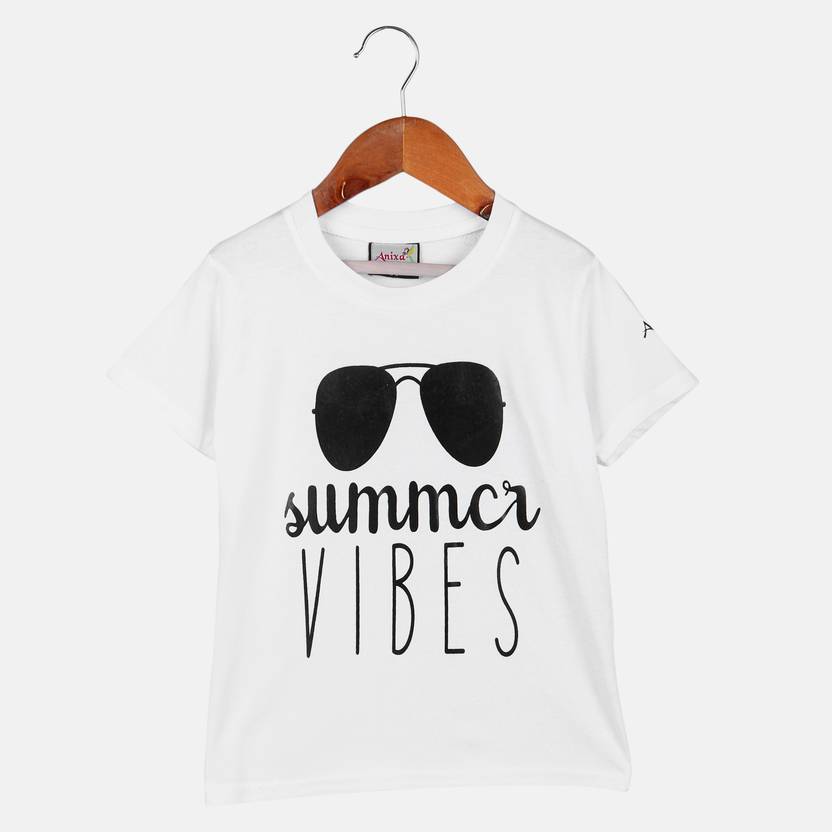 ANIXA Boys Typography Cotton Blend Regular T Shirt