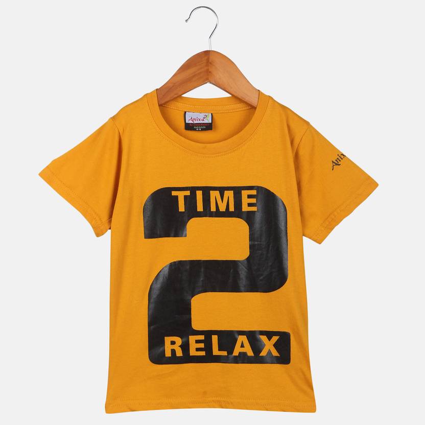 ANIXA Boys Typography Cotton Blend Regular T Shirt