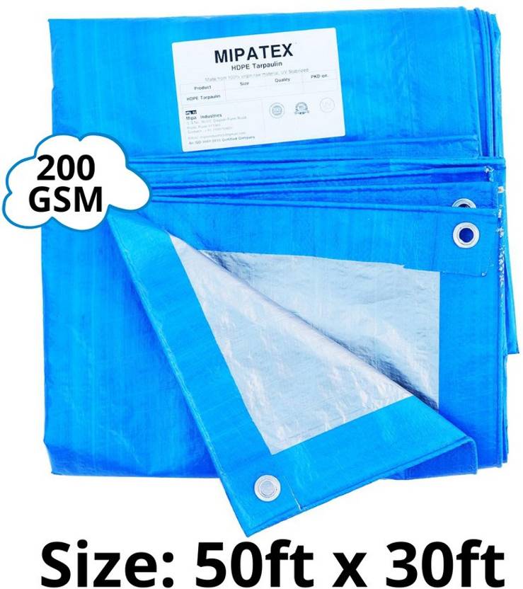 Mipatex Tarpaulin Sheet Waterproof Heavy Duty 50ft x 30ft, 200 GSM