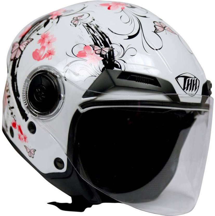 THH HELMETS T314 Sakura Open Face Double Shield Helmet (White/Pink