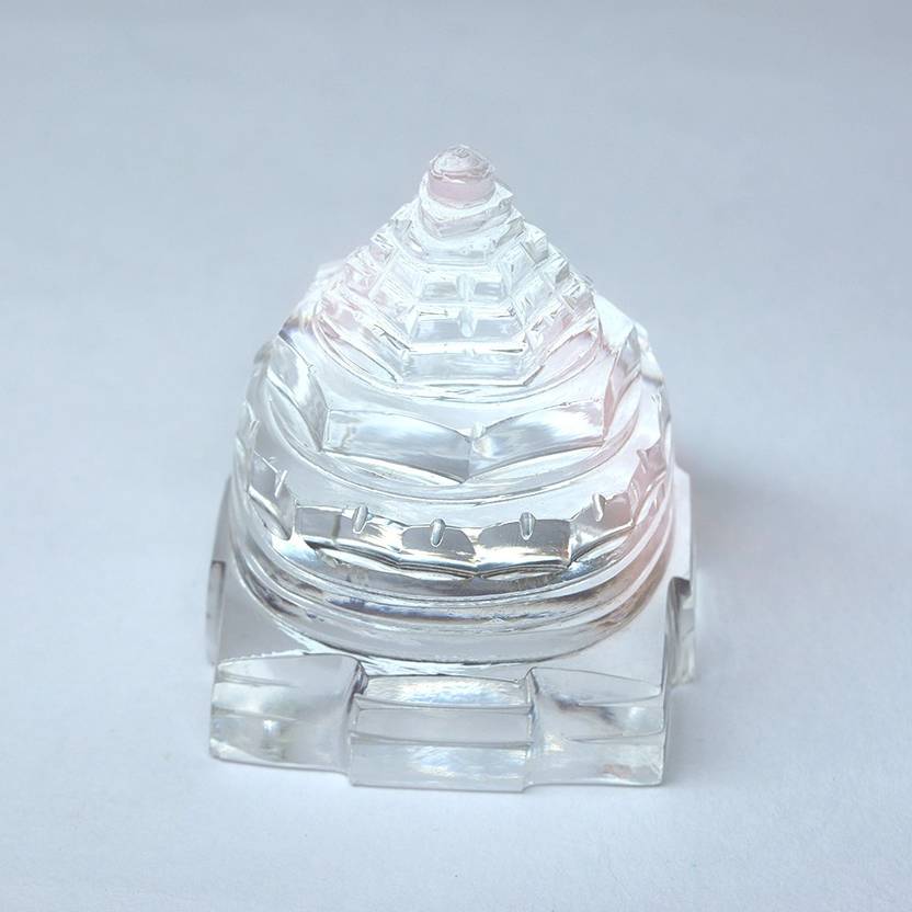 RDK Original Clear Crystal (Sphatik) Shree/Shri Yantra for Pooja, Health, Wealth, Protection, Prosperity and Success Crystal Yantra