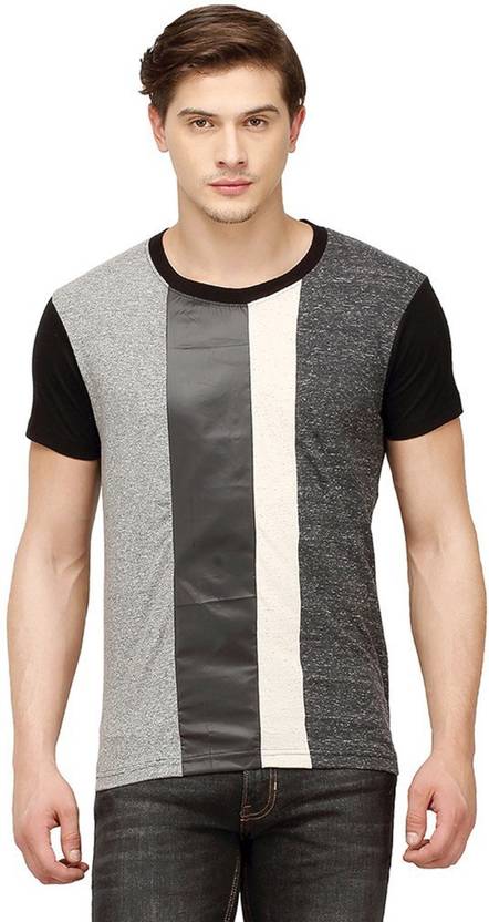 CAHOOT Men Solid Round Neck Cotton Blend Grey T-Shirt