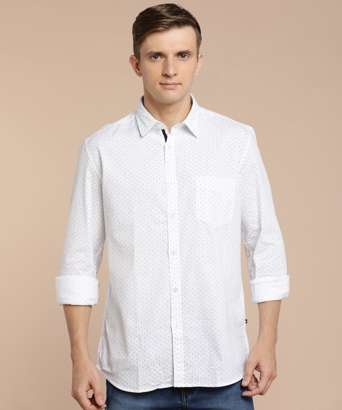PARX Men Printed Casual White Shirt 