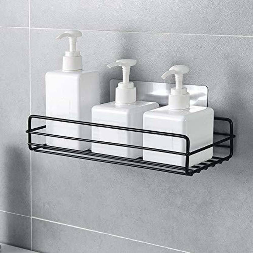 AMMEDARSHAN Punch-Free Multipurpose Kitchen Bathroom Storage Shelf Wall Holder Storage Rack Steel Wall Shelf