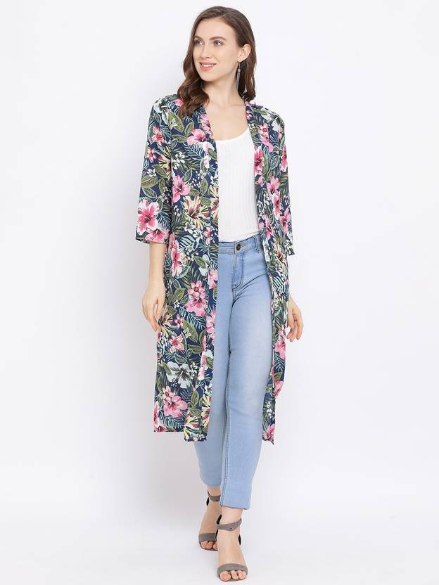 OXOLLOXO Women 3/4th Sleeve Green Shrug