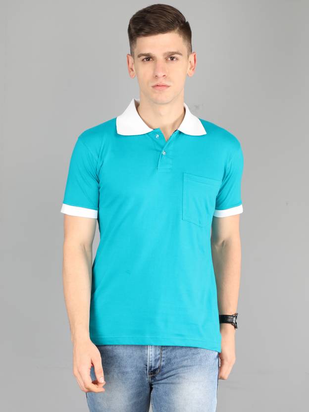 Fleximaa Solid Men Polo Neck Green T-Shirt