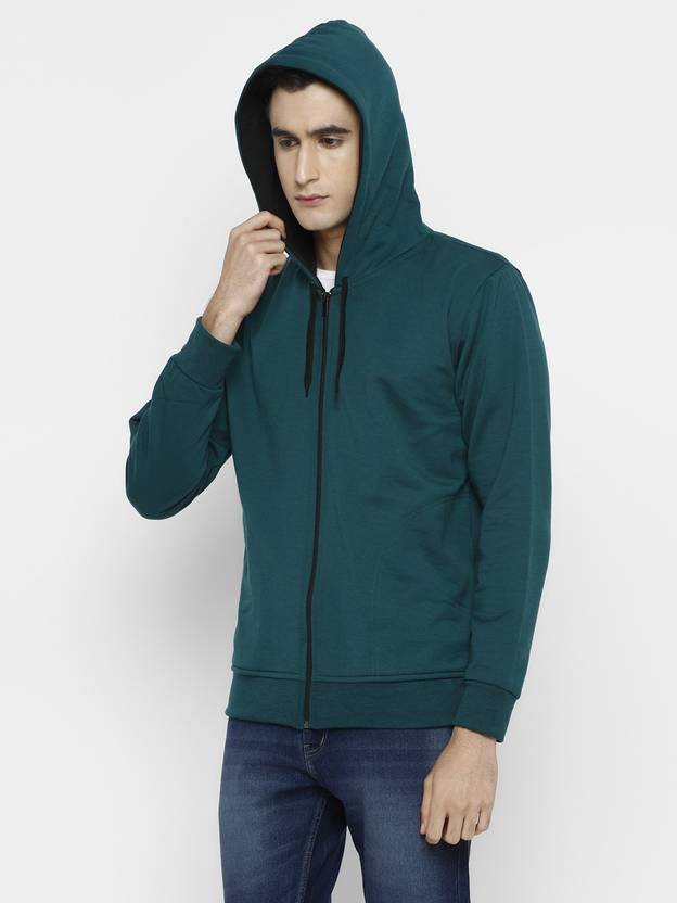 Men Full Sleeve Solid Hooded Sweatshirt