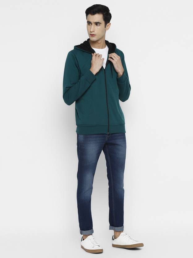 Men Full Sleeve Solid Hooded Sweatshirt