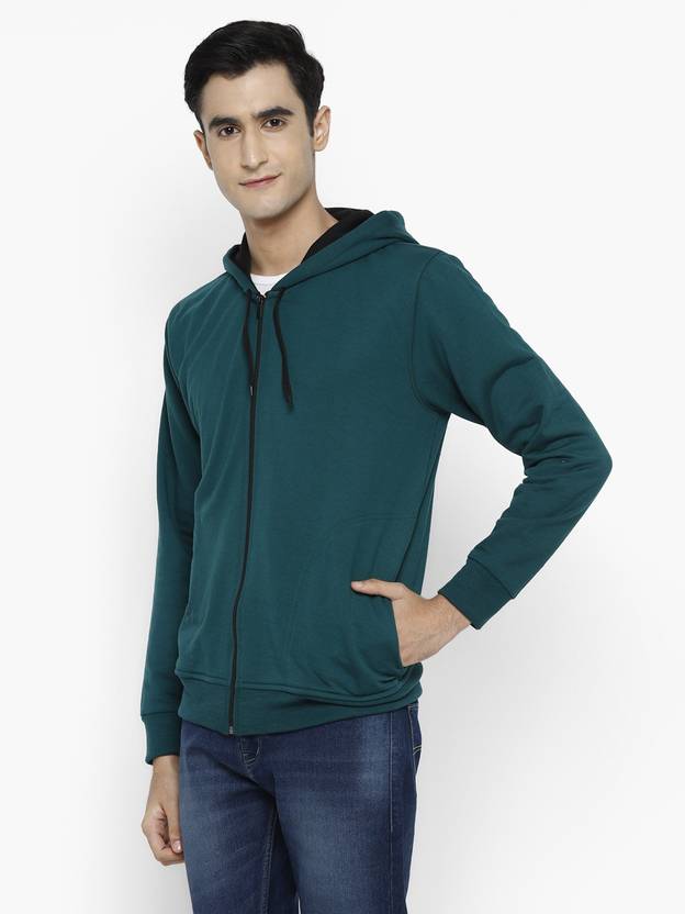 Men Full Sleeve Solid Hooded Sweatshirt