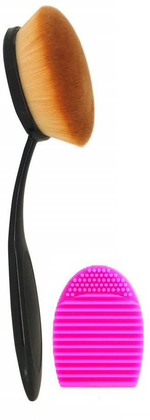 angelie Oval Foundation Brush,Oval Make Up Face Powder Blusher With Brush Egg Makeup Brush Cleaner Cleaning Tool
