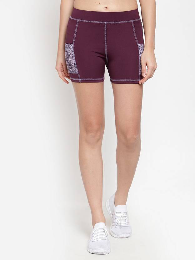 Boston Club Solid Women Purple Sports Shorts