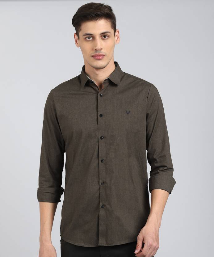Allen Solly Men Slim Fit Solid Cut Away Collar Casual Shirt