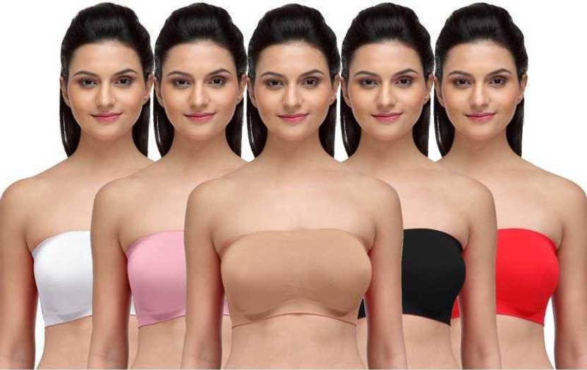 Olive Pack of 5 Women Training/Beginners Non Padded Bra