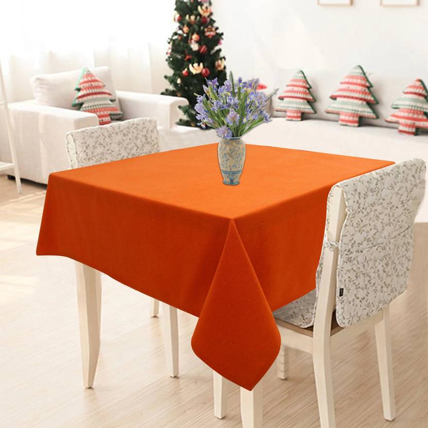 AIRWILL Cotton 2 Seater Solid Table Cover