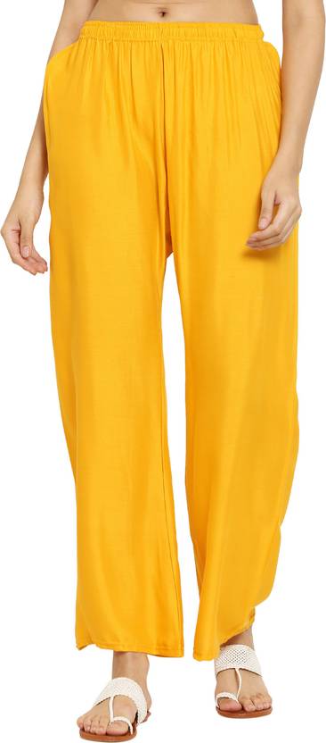 Aasma Creatives Regular Fit Women Yellow Trousers