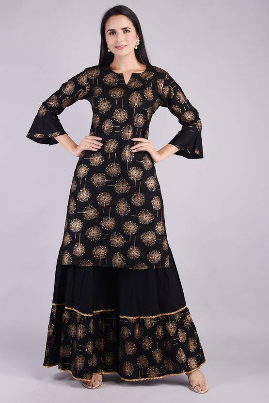 Women Viscose Rayon Kurta Skirt Set