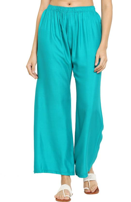 Aasma Creatives Women Regular Fit Green Viscose Rayon Trousers