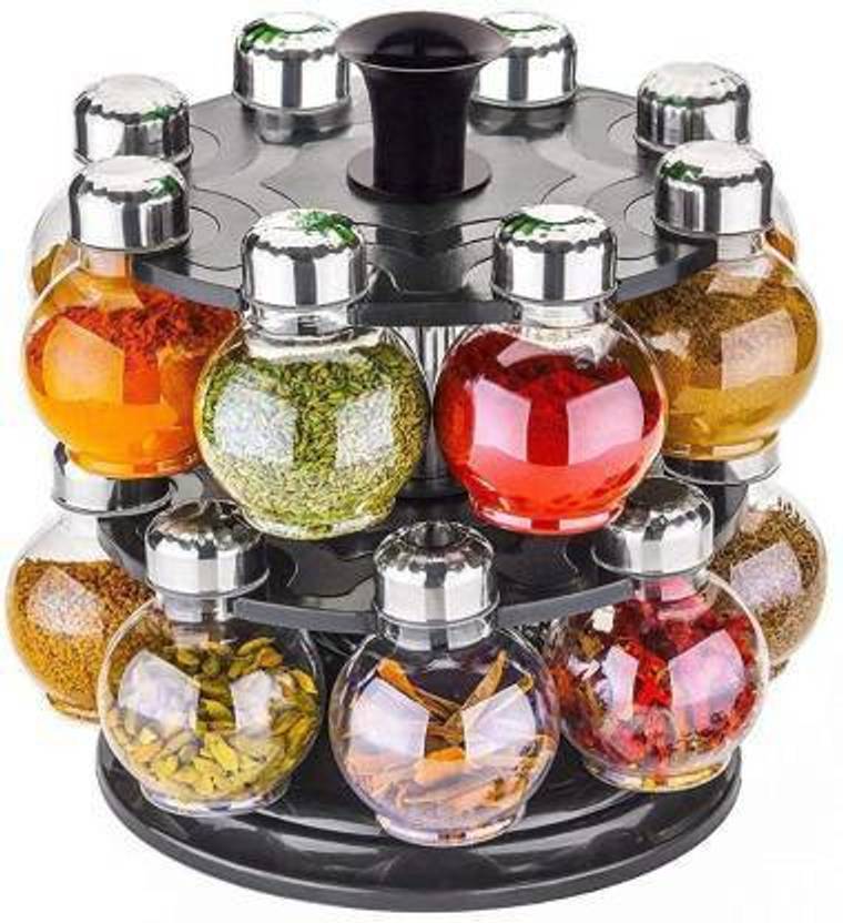 Small Kitchen? Kitchen storage racks under 499 are a space saver! 3D METRO SUPER STORE Revolving Spice Rack Set