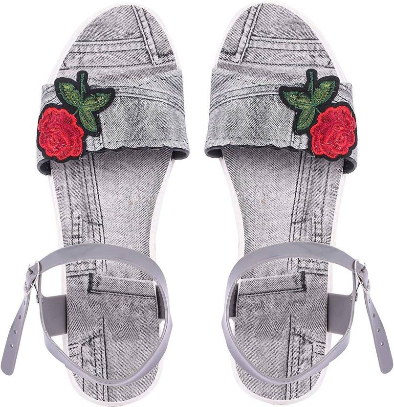 Women Grey Flats Sandal