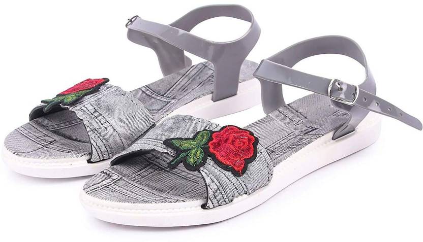 Women Grey Flats Sandal