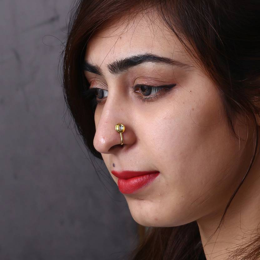 AHOORA Crystal Silver Plated Alloy Nose Ring