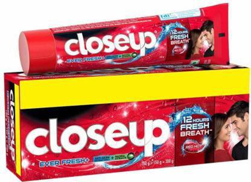 Closeup triple fresh formula red hot toothpaste Toothpa...