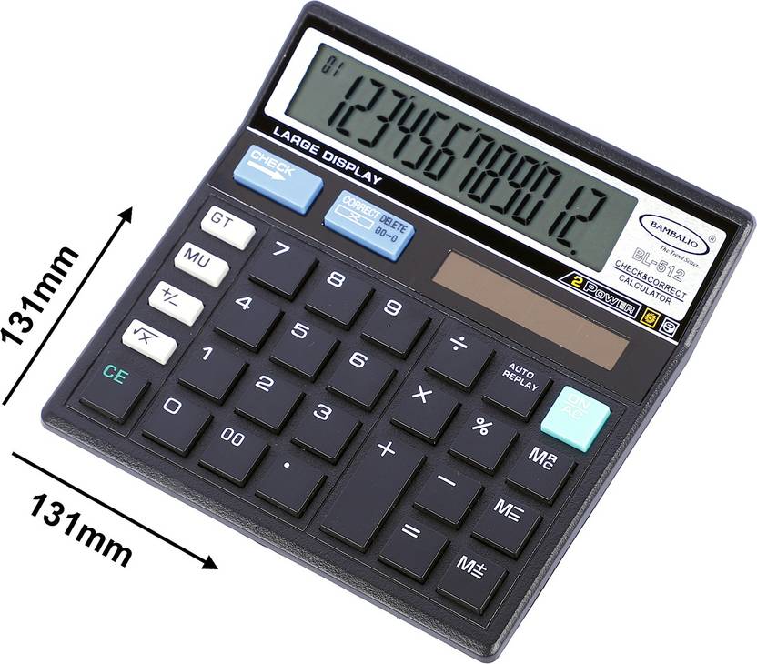 BAMBALIO BL-512B Large Display Check & Correct 3 Years Warranty (Black) Basic Calculator 12 Digit