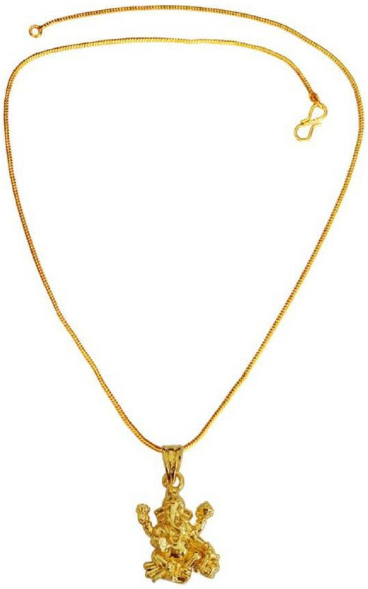 KUNDLI GEMS Gold Ganesh Ji Pendant 