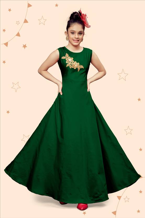 Green colour party online frocks