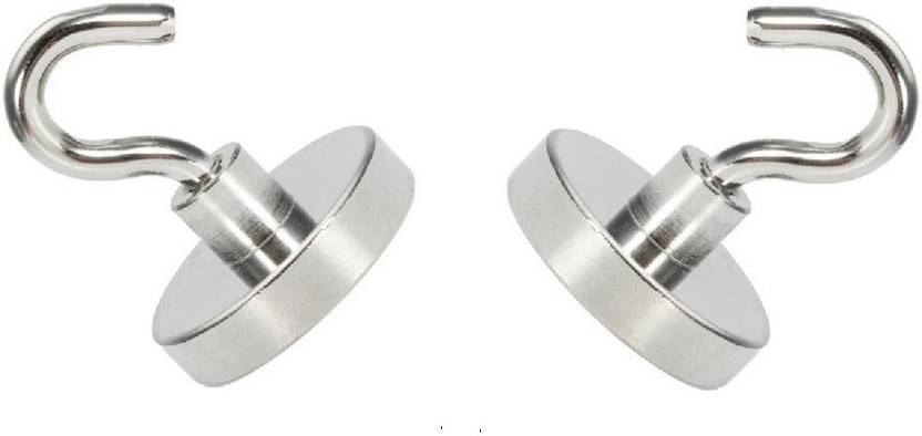 ALEAF 2 Pieces of 25mm Strong Magnetic Hooks - Neodymium Magnetic Hooks for Multi-Purpose Hanging - Heavy Duty Magnets 20 Lbs Hook 1
