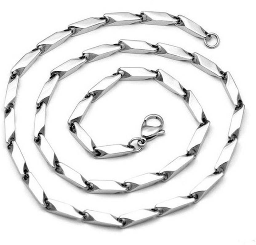 Karishma Kreations Jewellery Valentine Stlylish Fancy Party Wear Titanium Long Necklace Handmade Silver Neckless chain latest design Casual Style Daily use Simple Cubic Zirconia Silver Plated Brass, Stainless Steel Chain
