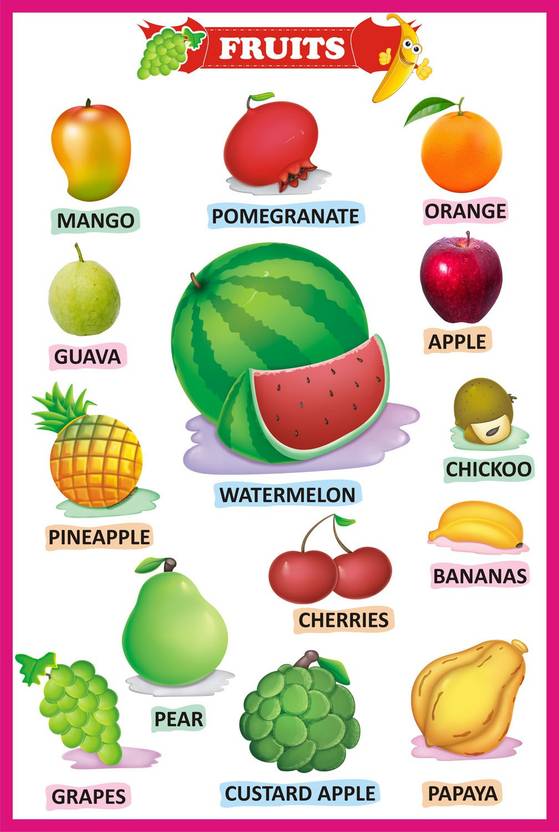Fruits Educational Charts for Kids Home and School Fruits name chart