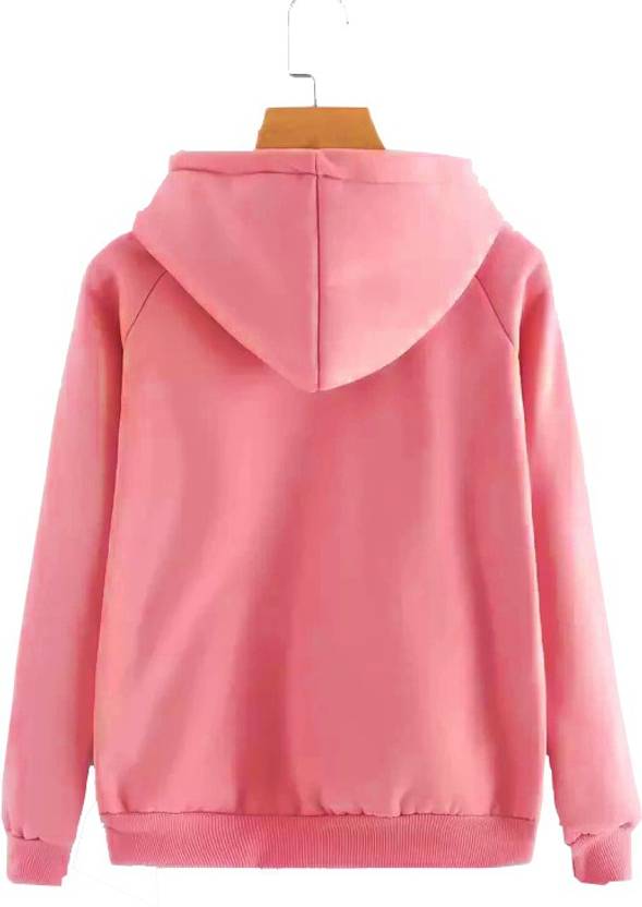 Women Full Sleeve Solid Reversible Hooded Sweatshirt