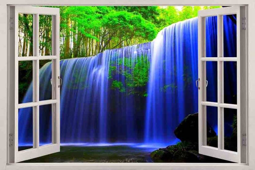 3D Vastu Beautiful Nature Waterfalls Waterproof Vinyl Sticker Poster