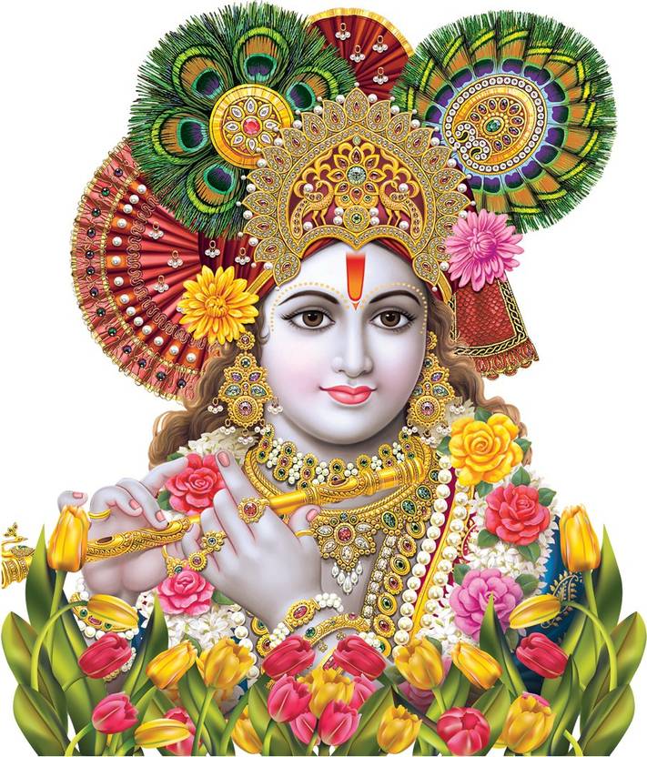 god & god's 48 cm Shri Krishna Wall Sticker Self Adhesive Sticker Price