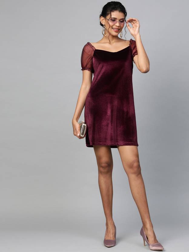 Women Shift Maroon Dress