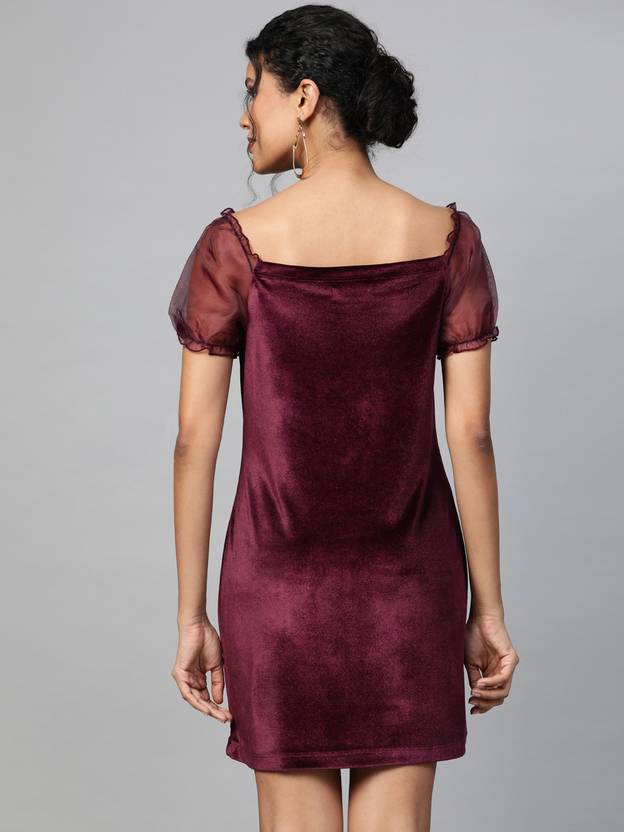 Women Shift Maroon Dress