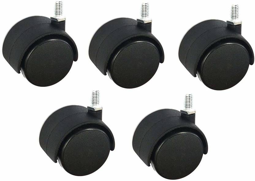 Betlex hreaded Twin Castor Revolving Chair Wheel Set of 5 | Black Appliance Furniture Caster Appliance Furniture Caster