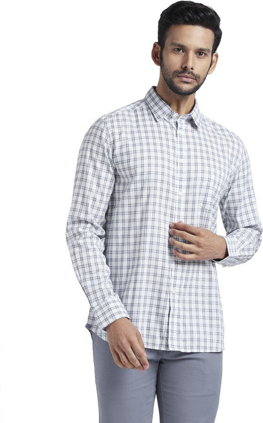 PARX Men Checkered Casual White Shirt 